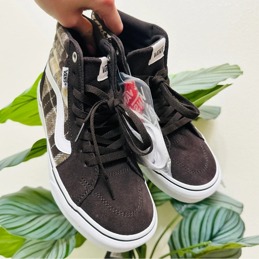 🍂NEW🤎 Vans Filmore High Plaid Brown Platform Sneakers - Picture 7 of 7